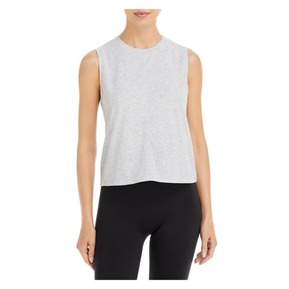 Aqua Gray Sleeveless Boxy Crop Tank Top